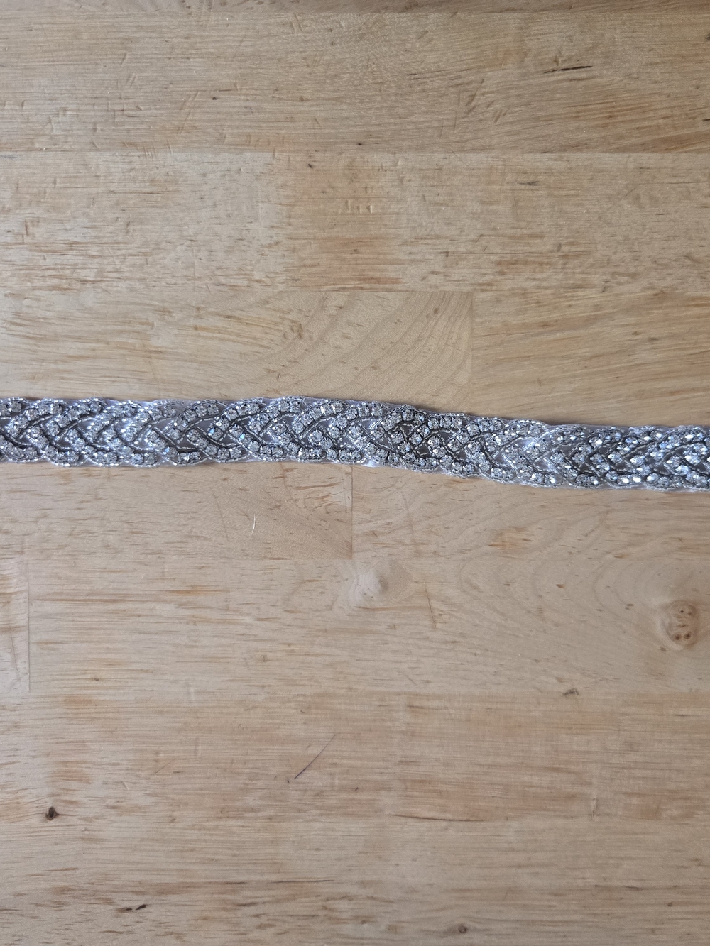 Silver Beaded Braided Rhinestone Strip